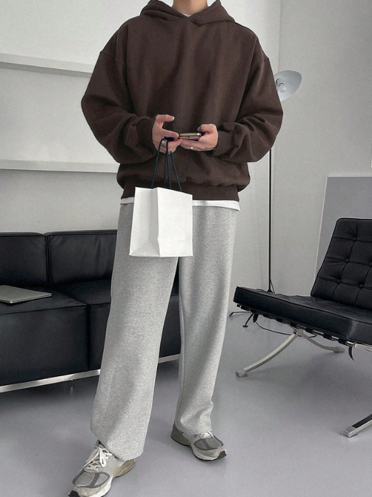 DAZY Men's Solid Color Hooded Casual Sweatshirt