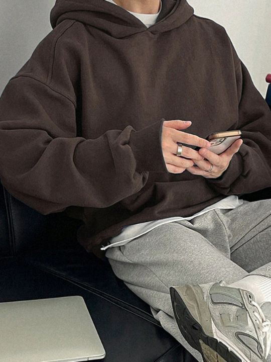 DAZY Men's Solid Color Hooded Casual Sweatshirt