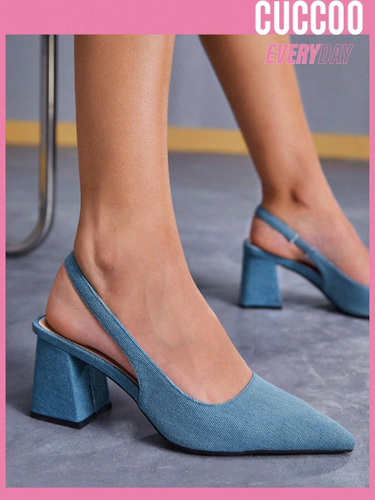 Cuccoo Everyday Collection Woman Shoes Pointed Toe Chunky Heel Pumps For Spring And Summer