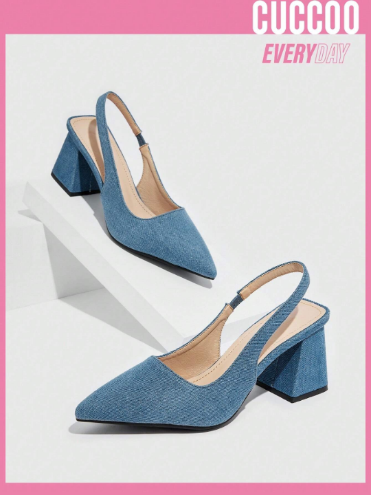 Cuccoo Everyday Collection Woman Shoes Pointed Toe Chunky Heel Pumps For Spring And Summer