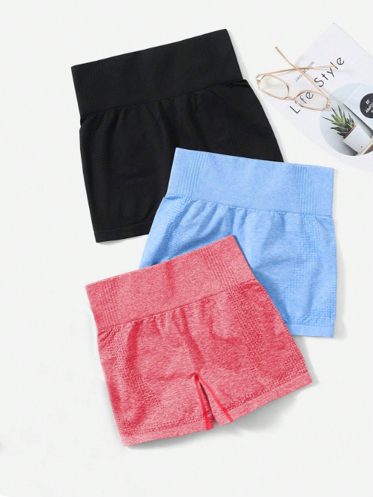 Yoga Basic 3pcs Wide Waistband Sports Shorts