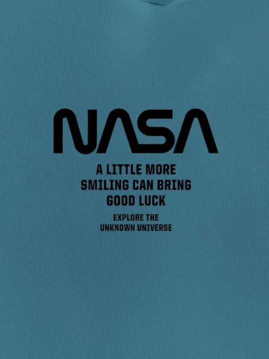 Cottnline Men's Letter Print Drawstring Hoodie