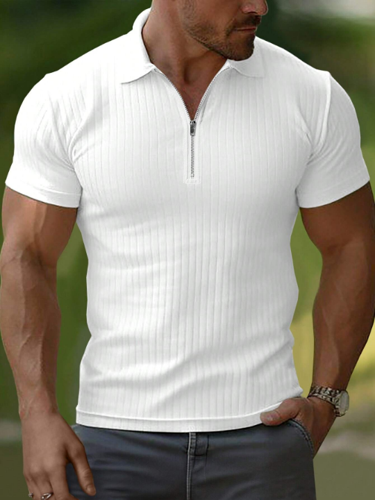 Manfinity Homme Men's Short Sleeve Ribbed Polo Shirt