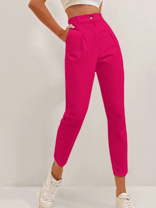 Frenchy High Waist Fold Pleated Pants