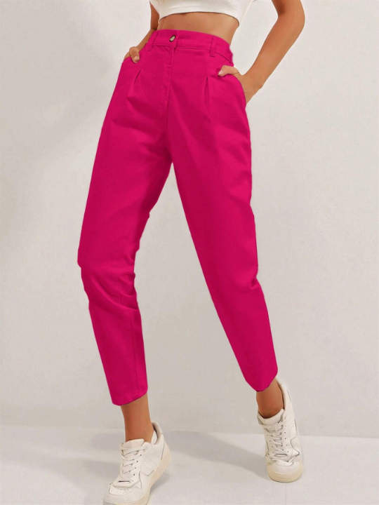 Frenchy High Waist Fold Pleated Pants