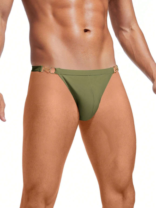 Sexy Low Rise Solid Color Men's Triangle Swim Trunks, Avoid Embarrassment