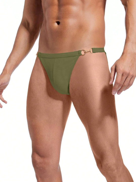 Sexy Low Rise Solid Color Men's Triangle Swim Trunks, Avoid Embarrassment