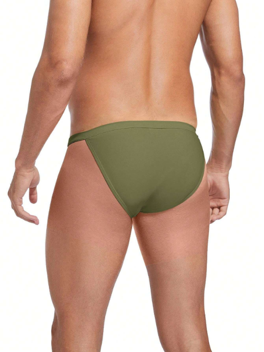 Sexy Low Rise Solid Color Men's Triangle Swim Trunks, Avoid Embarrassment