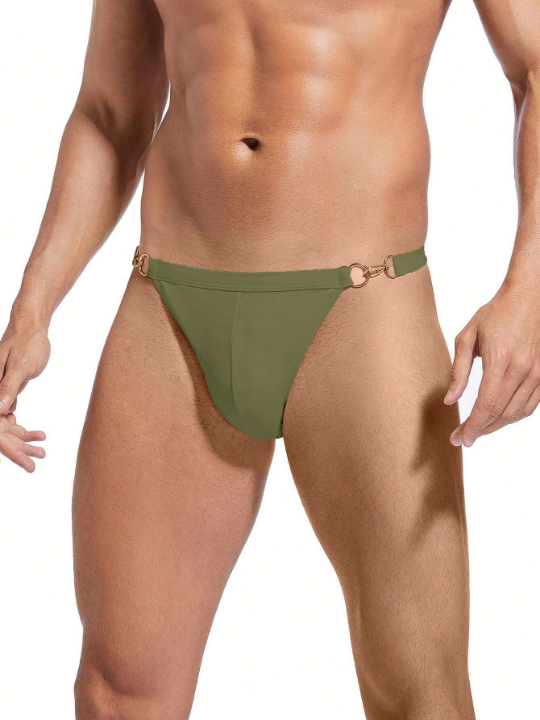 Sexy Low Rise Solid Color Men's Triangle Swim Trunks, Avoid Embarrassment