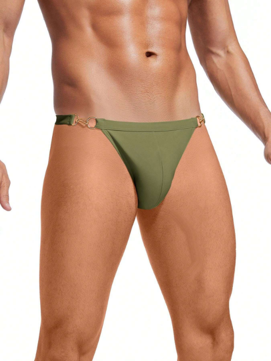 Sexy Low Rise Solid Color Men's Triangle Swim Trunks, Avoid Embarrassment