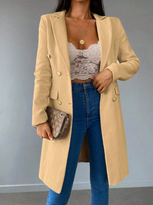 Frenchy Lapel Neck Double Breasted Overcoat