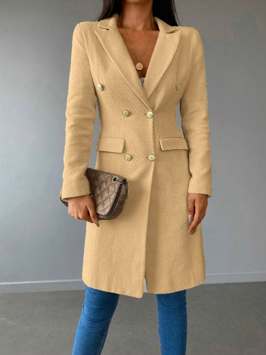 Frenchy Lapel Neck Double Breasted Overcoat