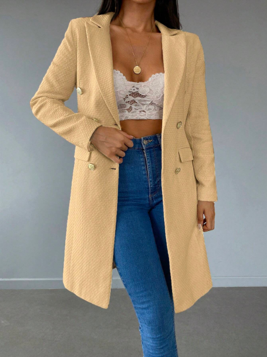 Frenchy Lapel Neck Double Breasted Overcoat