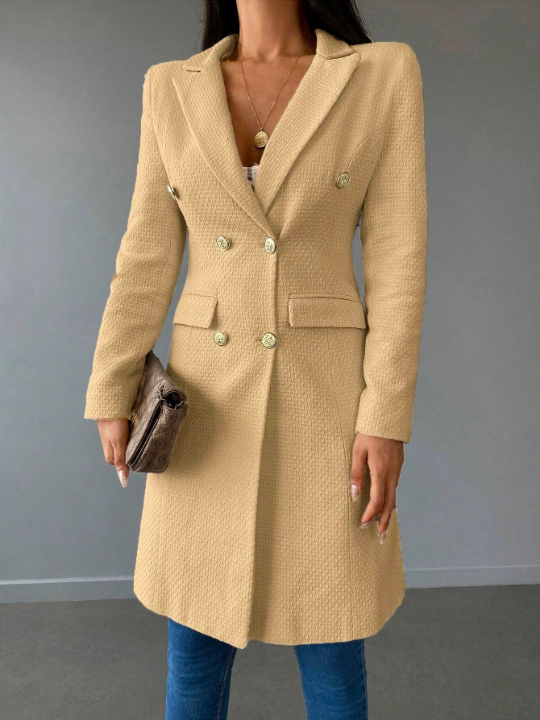 Frenchy Lapel Neck Double Breasted Overcoat