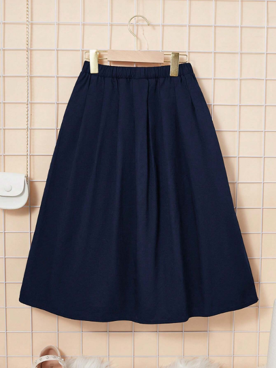 Girls' Elastic Waist A-Line Flared Skirt