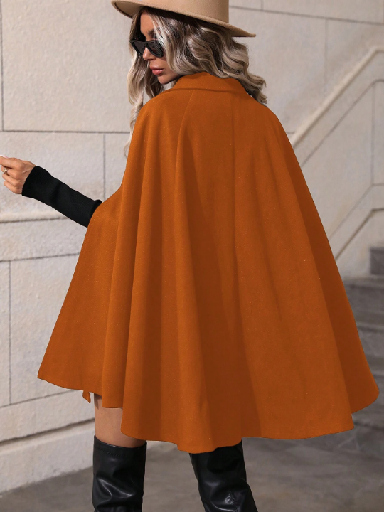 Women's Double Breasted Cape Woolen Coat