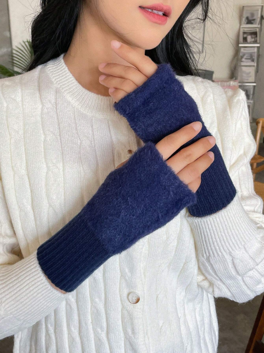 DAZY Blue Regular Knit Warm Gloves