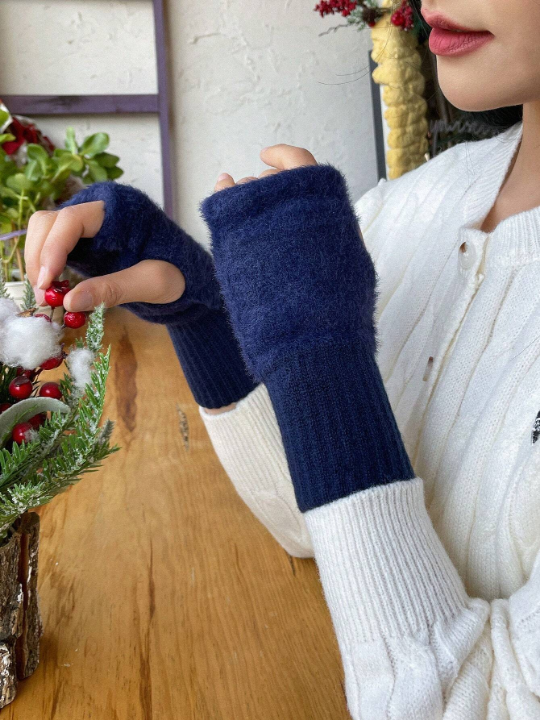 DAZY Blue Regular Knit Warm Gloves