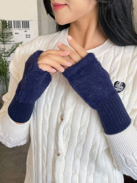 DAZY Blue Regular Knit Warm Gloves