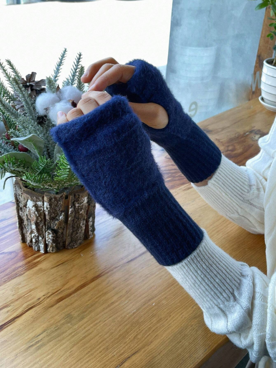 DAZY Blue Regular Knit Warm Gloves