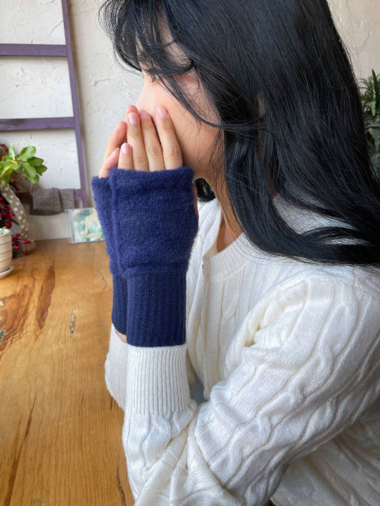 DAZY Blue Regular Knit Warm Gloves