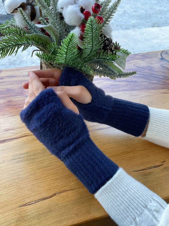 DAZY Blue Regular Knit Warm Gloves