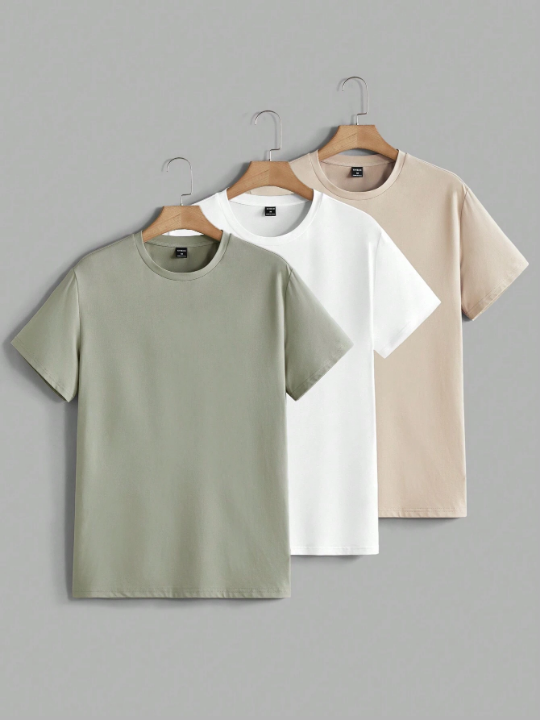 Manfinity Basics Men'S Solid Casual Short Sleeve T-Shirt