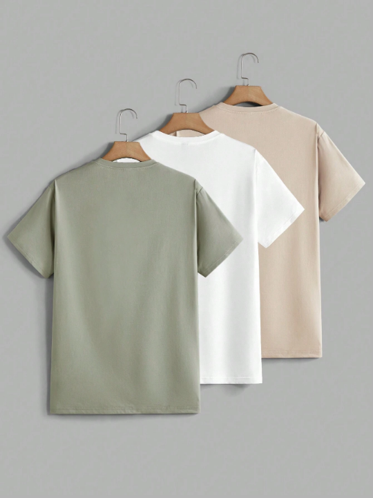 Manfinity Basics Men'S Solid Casual Short Sleeve T-Shirt