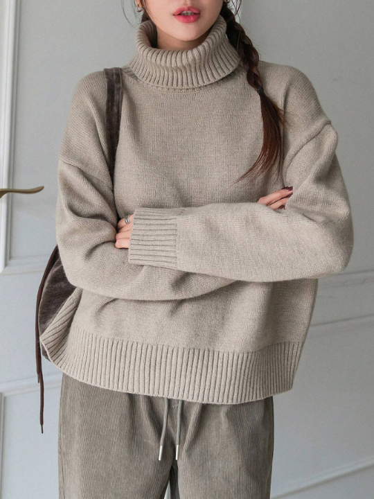 DAZY Turtleneck Drop Shoulder Sleeve Sweater