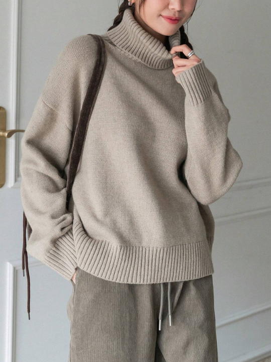 DAZY Turtleneck Drop Shoulder Sleeve Sweater