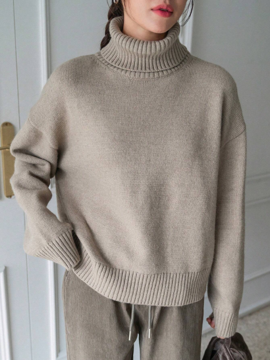 DAZY Turtleneck Drop Shoulder Sleeve Sweater