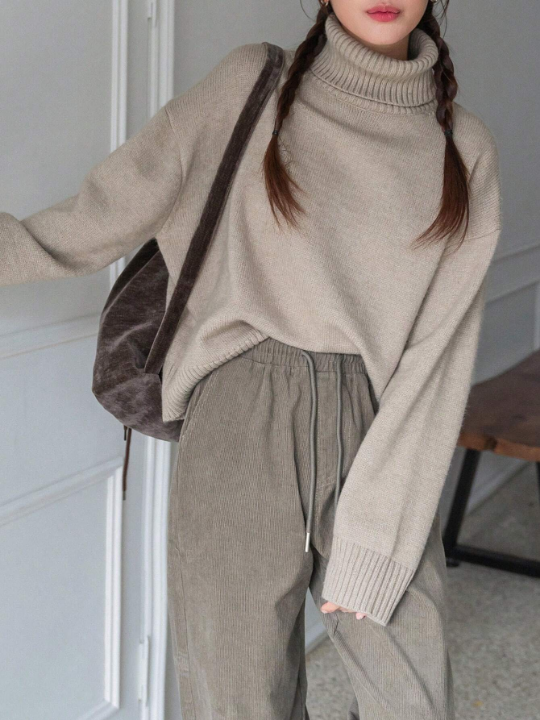 DAZY Turtleneck Drop Shoulder Sleeve Sweater