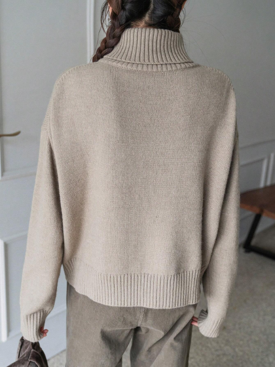 DAZY Turtleneck Drop Shoulder Sleeve Sweater