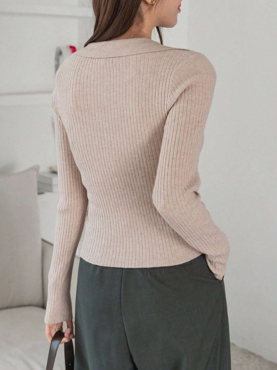 DAZY Solid Color Ribbed Knit Sweater