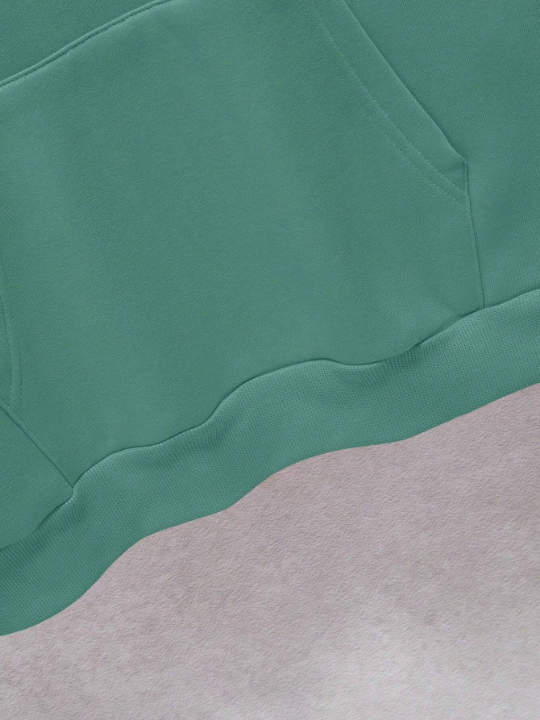 Men'S Solid Color Fleece Hoodie With Drawstring