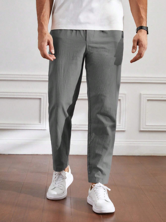 Manfinity Homme Men's Casual Woven Pants With Slanted Pockets