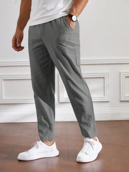 Manfinity Homme Men's Casual Woven Pants With Slanted Pockets