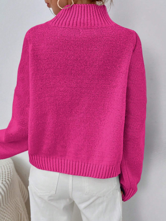 High Neck Drop Shoulder Sweater