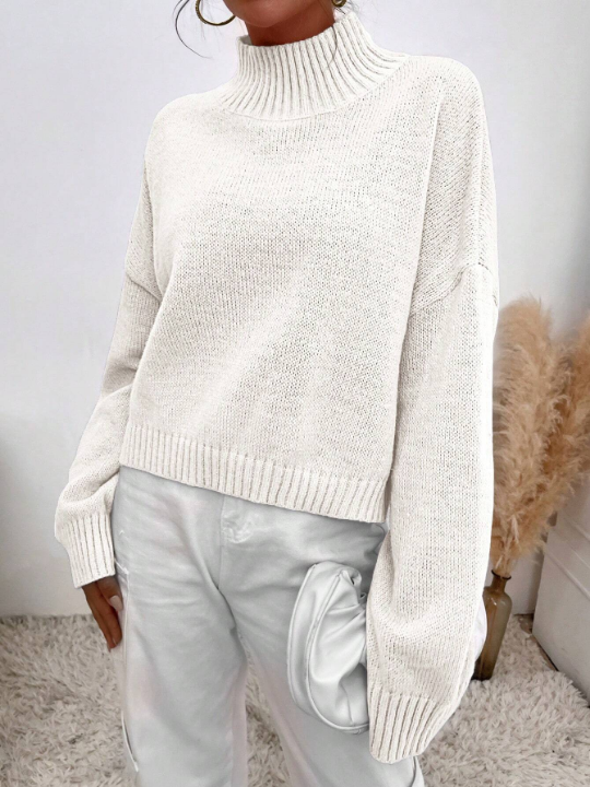 Mock Neck Solid Sweater