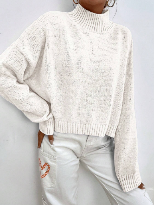 Mock Neck Solid Sweater