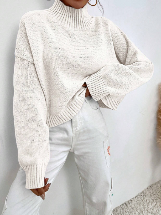 Mock Neck Solid Sweater