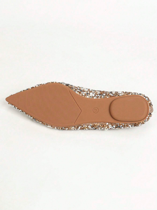 Women's Flat Sole Fashionable High-End Soft Comfortable Glittery Rhinestone Shoes Suitable For Parties And Banquets