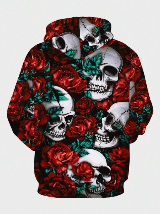 Manfinity LEGND Men'S Skull & Floral Printed Hoodie