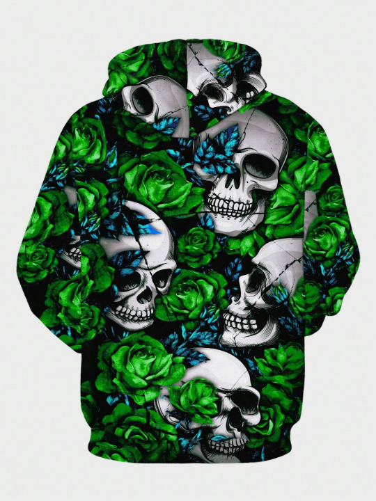 Manfinity LEGND Men'S Skull & Floral Printed Hoodie
