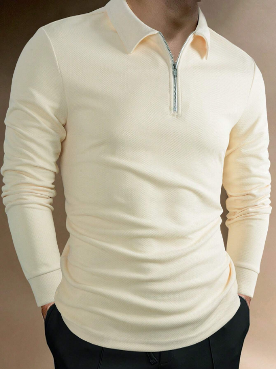 Manfinity Men Quarter Zip Polo Shirt