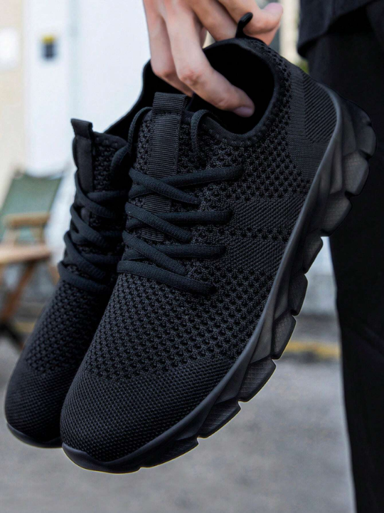 Shoes For Men Gym Tennis Athletic Mesh Fashion Sneakers Lightweight Sports Workout Running Casual Shoes Comfortable Footwear Trainers Black