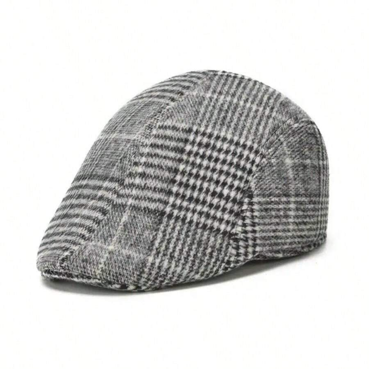 British Style Men's Woolen Octagonal Cap, Painter Hat, Newsboy Cap For Spring And Autumn
