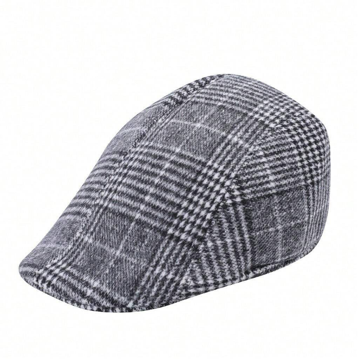 British Style Men's Woolen Octagonal Cap, Painter Hat, Newsboy Cap For Spring And Autumn