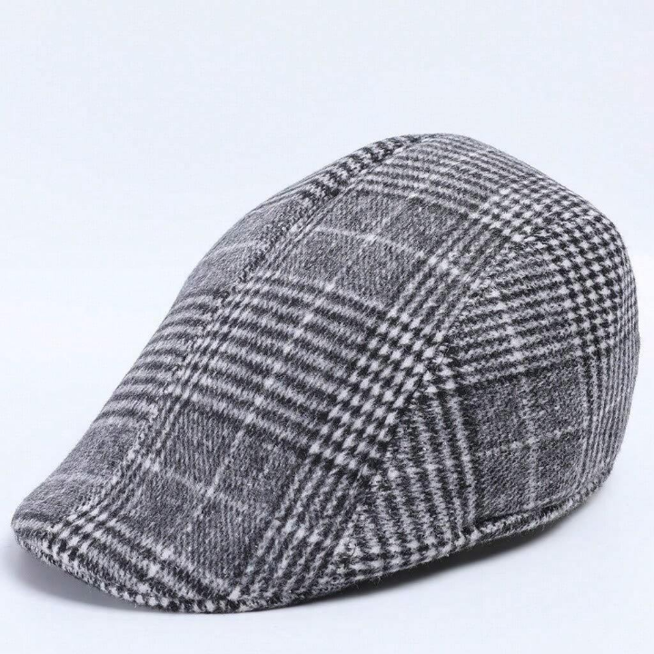 British Style Men's Woolen Octagonal Cap, Painter Hat, Newsboy Cap For Spring And Autumn