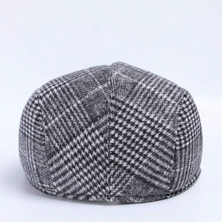 British Style Men's Woolen Octagonal Cap, Painter Hat, Newsboy Cap For Spring And Autumn